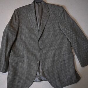 Jack Victor 46L Gray Check 100% Wool Gibson Mens Blazer Suit Jacket Sport Coat